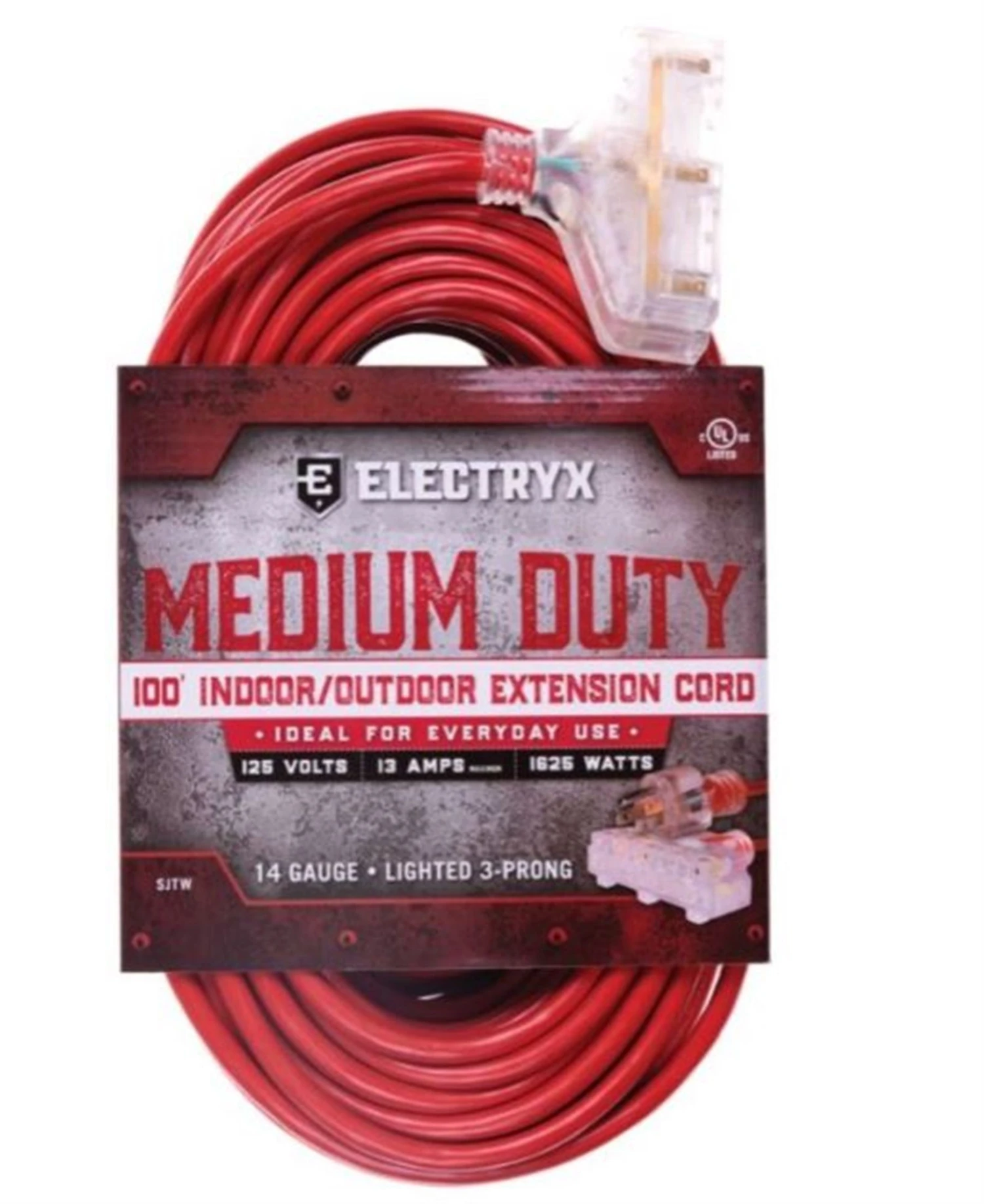 Electryx™ Medium Duty Indoor/Outdoor Triple Tap Extension Cord 100 FT Red 3 Electryx™ Medium Duty Indoor/Outdoor Triple Tap Extension Cord 100 FT Red