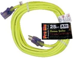 Pro Glo® 14/3 SJTW Lighted 25' Extension Cord With CGM- Yellow