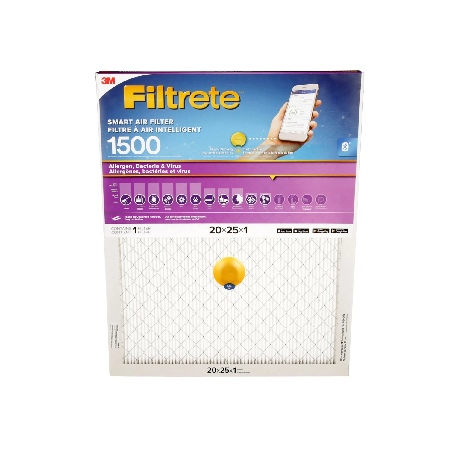 3M Filtrete™ Smart Allergen Bacteria & Virus Filter, Microparticle Performance Rating 1500, 20 IN X 25 IN X 1 IN 6 3M Filtrete™ Smart Allergen Bacteria & Virus Filter, Microparticle Performance Rating 1500, 20 IN X 25 IN X 1 IN - Image 4