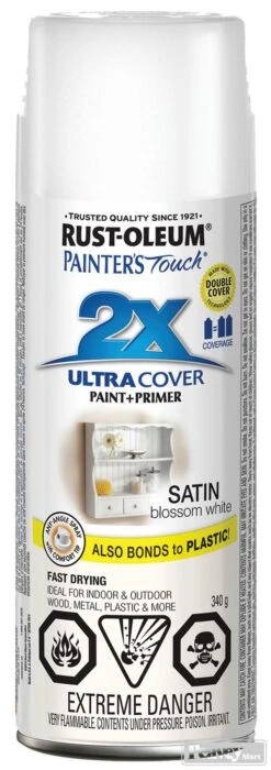 Rust-Oleum Painters Touch 2X Spray Paint White Satin 340g