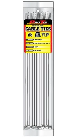 CABLE TIE 11.8"NATNYL50LB100PC