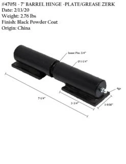 BARREL HINGE 7" W/ GREASE ZERT