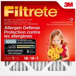 3M FILTRETE ALLERGEN DEFENSE MICRO ALLERGEN FILTER, MICROPARTICLE PERFORMANCE RATING 1000, 16 In X 16 In X 1 In