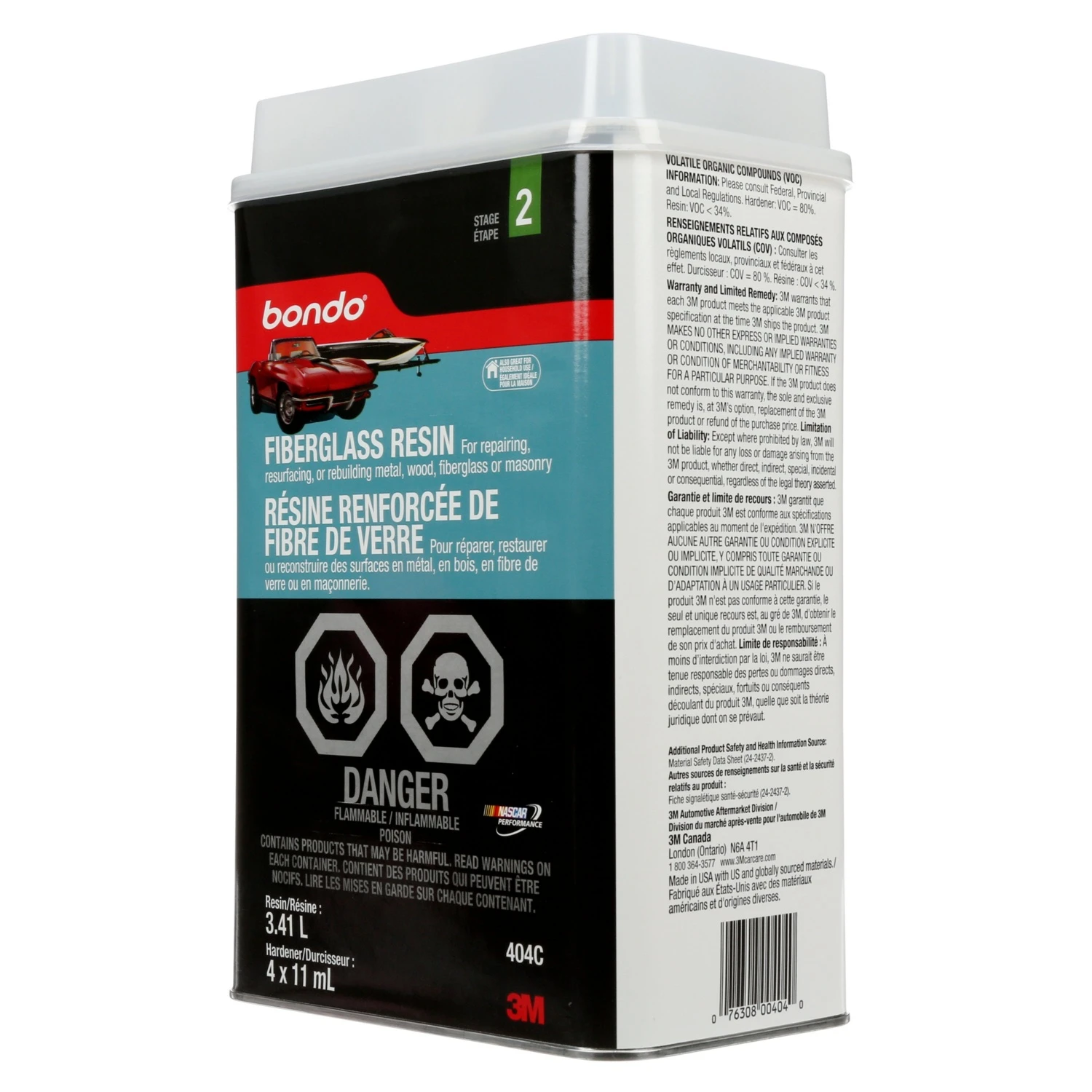 Bondo® Fibreglass Resin, 404C, 3 Qt (3.4 L) 4 Bondo® Fibreglass Resin, 404C, 3 Qt (3.4 L) - Image 2