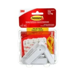 3M Command™ Utility Hooks 17001C-VP, Medium, White, 3 Lb (1.4 Kg), 6 Hooks, 12 Strips, Value Pack