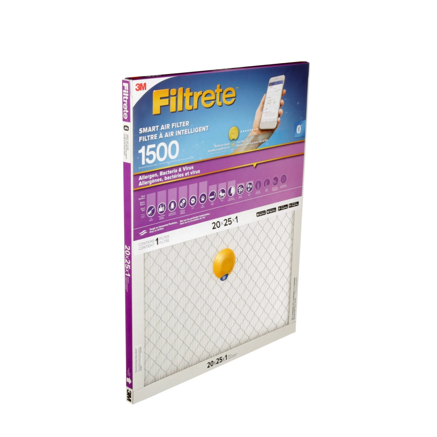 3M Filtrete™ Smart Allergen Bacteria & Virus Filter, Microparticle Performance Rating 1500, 20 IN X 25 IN X 1 IN 4 3M Filtrete™ Smart Allergen Bacteria & Virus Filter, Microparticle Performance Rating 1500, 20 IN X 25 IN X 1 IN - Image 2