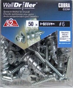 COBRA NYLON DRYWALL ANCHOR # 6 + SCREWS X50