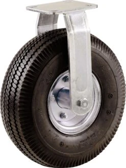 8-Inch Pneumatic Caster Wheel, Rigid Plate, Steel Hub With Ball Bearings, 5/8-Inch Bore Centered Axle
