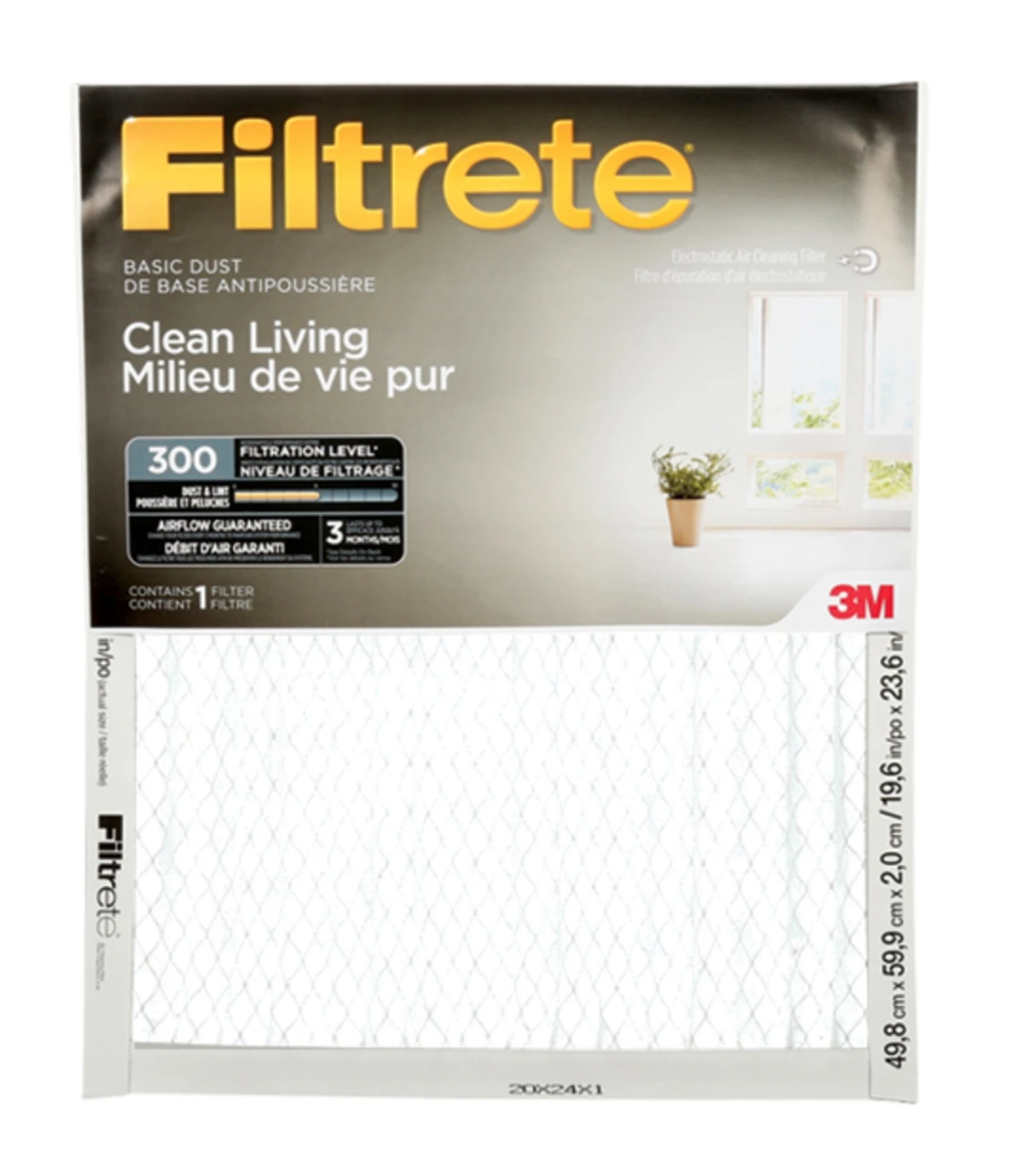 3M Filtrete™ Clean Living Basic Dust Filter Microparticle Performance Rating 300|20 IN X 24 IN X 1 IN 3 3M Filtrete™ Clean Living Basic Dust Filter Microparticle Performance Rating 300|20 IN X 24 IN X 1 IN