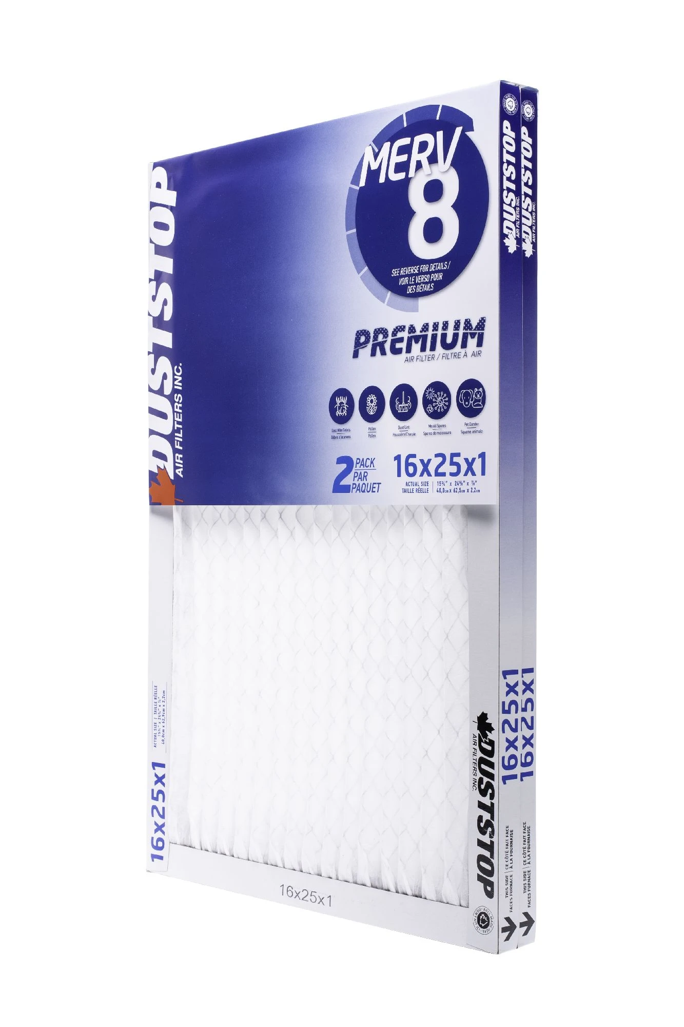 Duststop MERV 8 Furnace Filter, 16 X 25 X 1-in, 2-pk 4 Duststop MERV 8 Furnace Filter, 16 X 25 X 1-in, 2-pk - Image 2