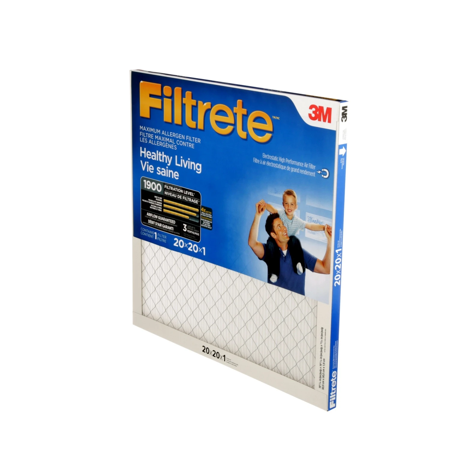 3M FILTRETE HEALTHY LIVING MAXIMUM ALLERGEN FILTER, MICROPARTICLE PERFORMANCE RATING 1900, 20 In X 20 In X 1 In 3 3M FILTRETE HEALTHY LIVING MAXIMUM ALLERGEN FILTER, MICROPARTICLE PERFORMANCE RATING 1900, 20 In X 20 In X 1 In