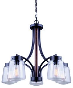 Canarm Riva 5-Bulb Chandelier- Black And Wood