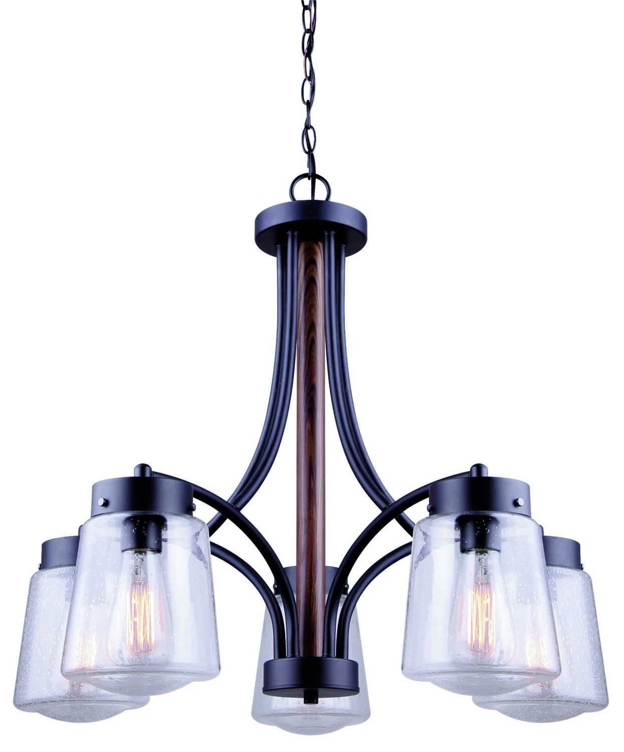 Canarm Riva 5-Bulb Chandelier- Black And Wood 3 Canarm Riva 5-Bulb Chandelier- Black And Wood
