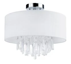 Canarm Naples 3-Bulb Fabric Shade Bedroom Light- Polished Chrome