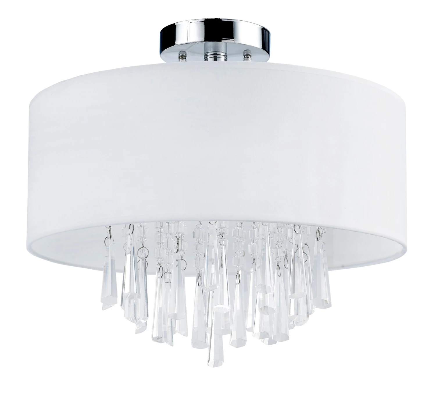 Canarm Naples 3-Bulb Fabric Shade Bedroom Light- Polished Chrome 3 Canarm Naples 3-Bulb Fabric Shade Bedroom Light- Polished Chrome