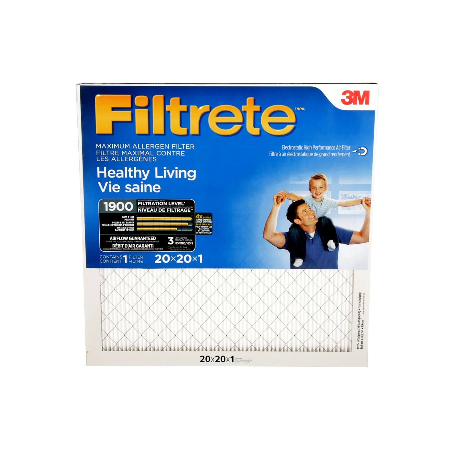 3M FILTRETE HEALTHY LIVING MAXIMUM ALLERGEN FILTER, MICROPARTICLE PERFORMANCE RATING 1900, 20 In X 20 In X 1 In 6 3M FILTRETE HEALTHY LIVING MAXIMUM ALLERGEN FILTER, MICROPARTICLE PERFORMANCE RATING 1900, 20 In X 20 In X 1 In - Image 4
