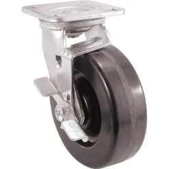 CASTER 6" X 2" SWIVEL W/BRAKE PHENOLIC 840LBS