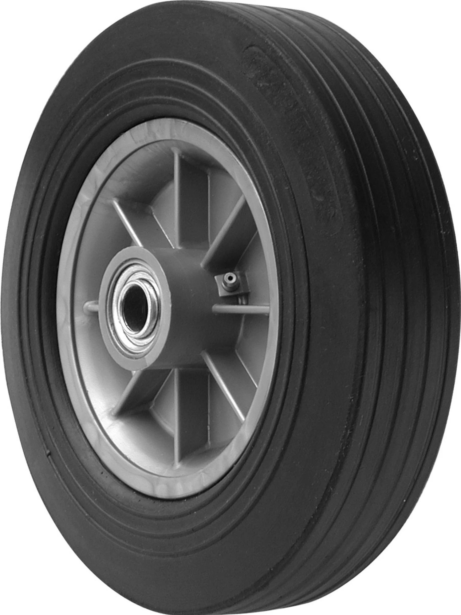 10-Inch Hand Truck Replacement Wheel, Solid Rubber, 2-1/2-Inch Ribbed Tread, 5/8-Inch Bore Offset Axle 4 10-Inch Hand Truck Replacement Wheel, Solid Rubber, 2-1/2-Inch Ribbed Tread, 5/8-Inch Bore Offset Axle - Image 2