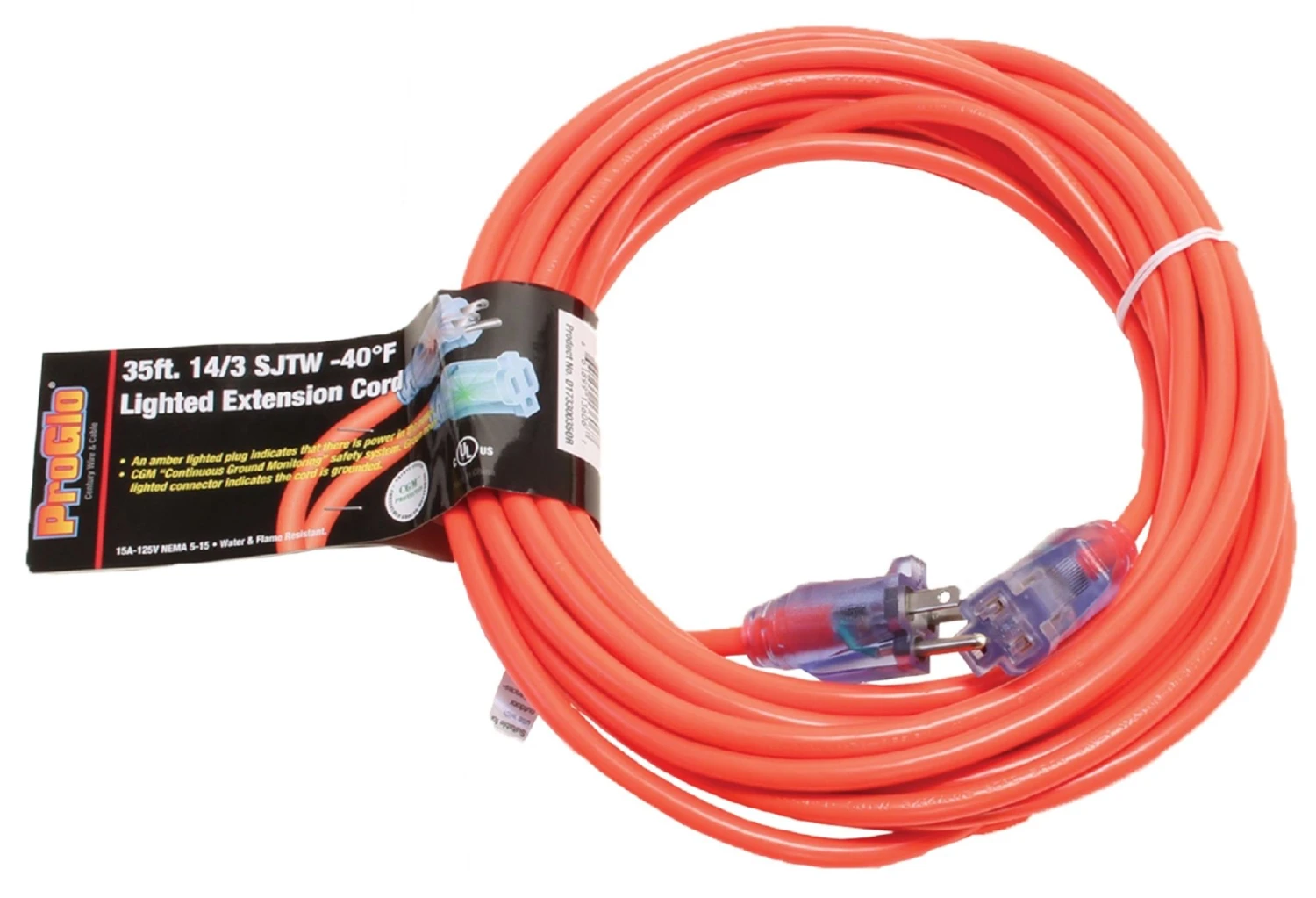 Pro Glo 35' 14/3 Extension Cord- Orange 3 Pro Glo 35' 14/3 Extension Cord- Orange