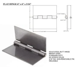 FLAT HINGE 6"X6" WELD ON 3/16"