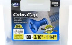 COBRA METAL CONCRETE SCREW ANCHOR WITH BLUE COATING 3/16" X 1-1/4"