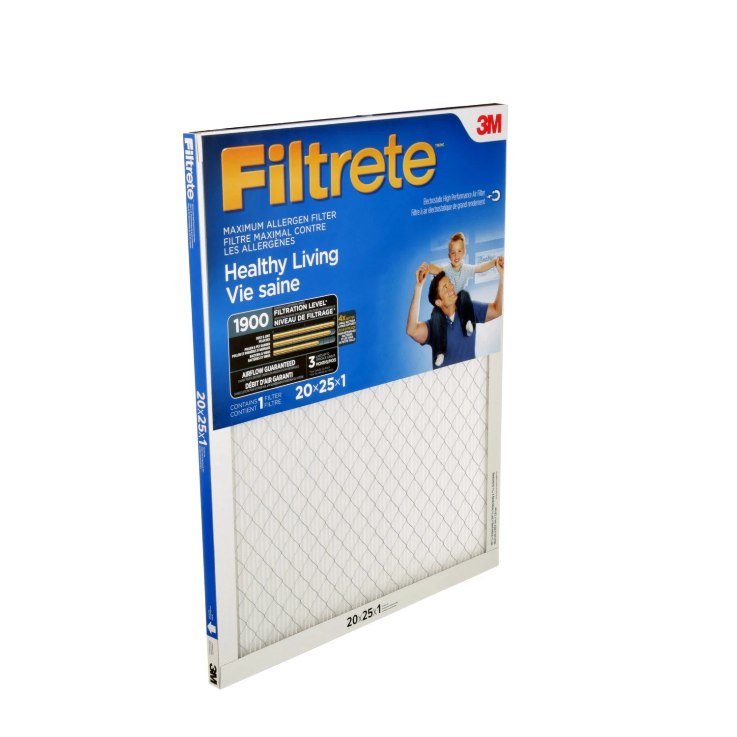 3M FILTRETE HEALTHY LIVING MAXIMUM ALLERGEN FILTER, MICROPARTICLE PERFORMANCE RATING 1900, 20 In X 25 In X 1 In 4 3M FILTRETE HEALTHY LIVING MAXIMUM ALLERGEN FILTER, MICROPARTICLE PERFORMANCE RATING 1900, 20 In X 25 In X 1 In - Image 2