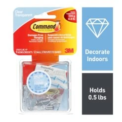 3M Command™ Wire Hooks 17067CLRC-VP, Clear, Small, 9 Hooks/12 Strips/Value Pack