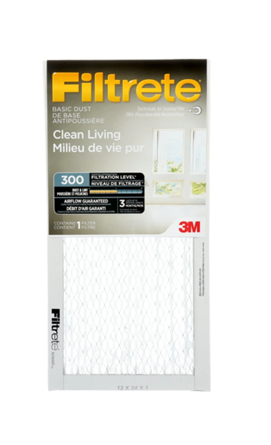 3M Filtrete™ Clean Living Basic Dust Filter Microparticle Performance Rating 300| 12 IN X 24 IN X 1 IN 3 3M Filtrete™ Clean Living Basic Dust Filter Microparticle Performance Rating 300| 12 IN X 24 IN X 1 IN