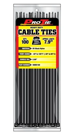 CABLE TIE 7.9"BLK 120LB 100PC.