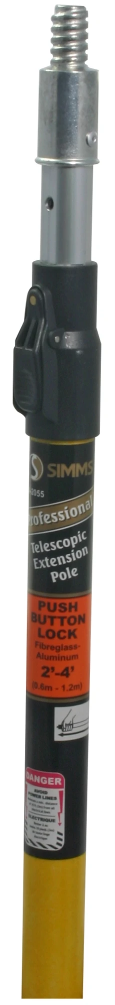 Aluminum/Fiberglass Extension Pole 2'-4'. Heavy Duty Professional Quality