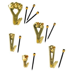 Hillman Assorted Classic Professional Picture Hangers & Nails Kit (10-75 Lbs), Brass, 48pc