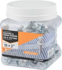 Hillman Roofing And Siding Screws White 750Ml Jar 10X2