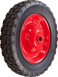 8-Inch Semi-Pneumatic Rubber Tire, Steel Hub With Ball Bearings, Diamond Tread, 1/2-Inch Bore Offset Axle