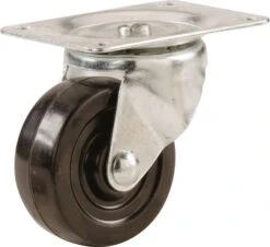 3-Inch Swivel Plate Soft Rubber Caster, 175-lb Load Capacity