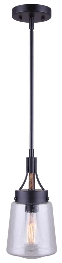 Canarm Riva 1-Bulb Pendant Light- Black And Wood